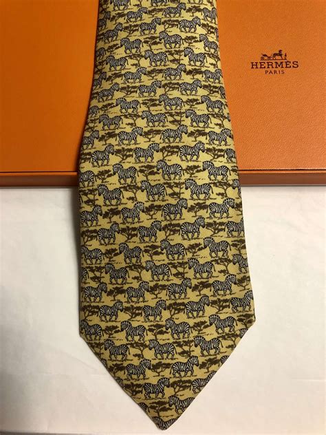 Hermes Men's Silk Tie Zebras Pattern 7110 – Exquisite Artichoke